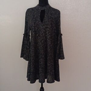 Three Hearts Black and Gray Midi Dress